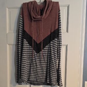Staccato Pink and Black Striped Cowl Neck Sweater